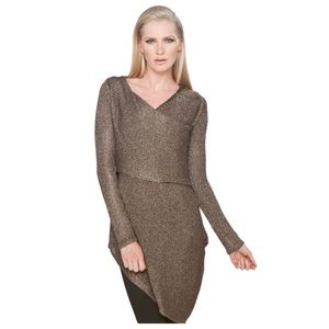 VPL Gold Metallic Tunic Sweater Dress